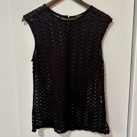 Le Chateau| Black Lace Chevron Sleeveless Blouse Sz M - Picture 1 of 5